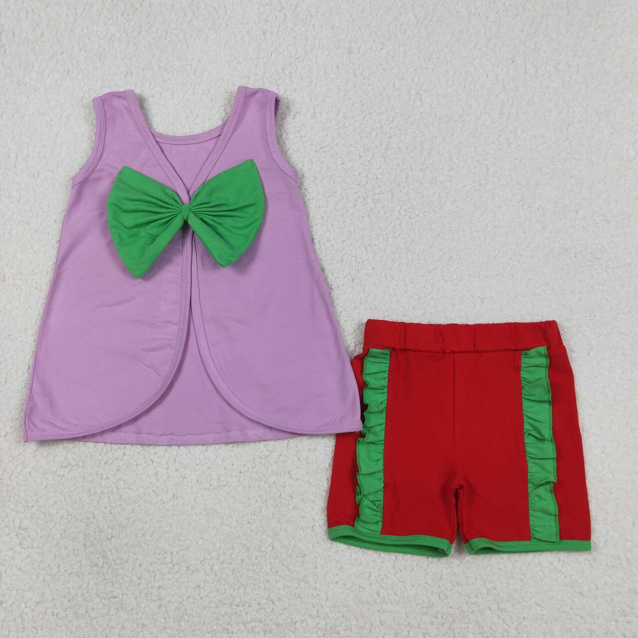Purple sleeveless top and red shorts Girl Outfit Set GSSO3465