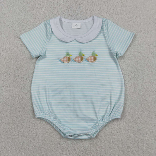 Summer Stripe Embroidered Duck Baby Romper SR4081