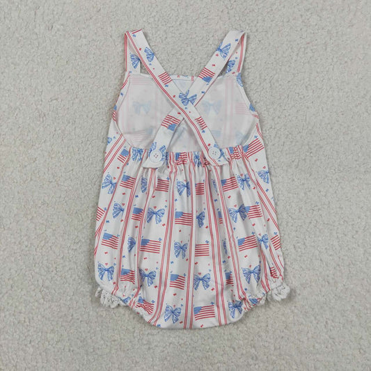 4th of July Bow Print Baby Romper SR3862