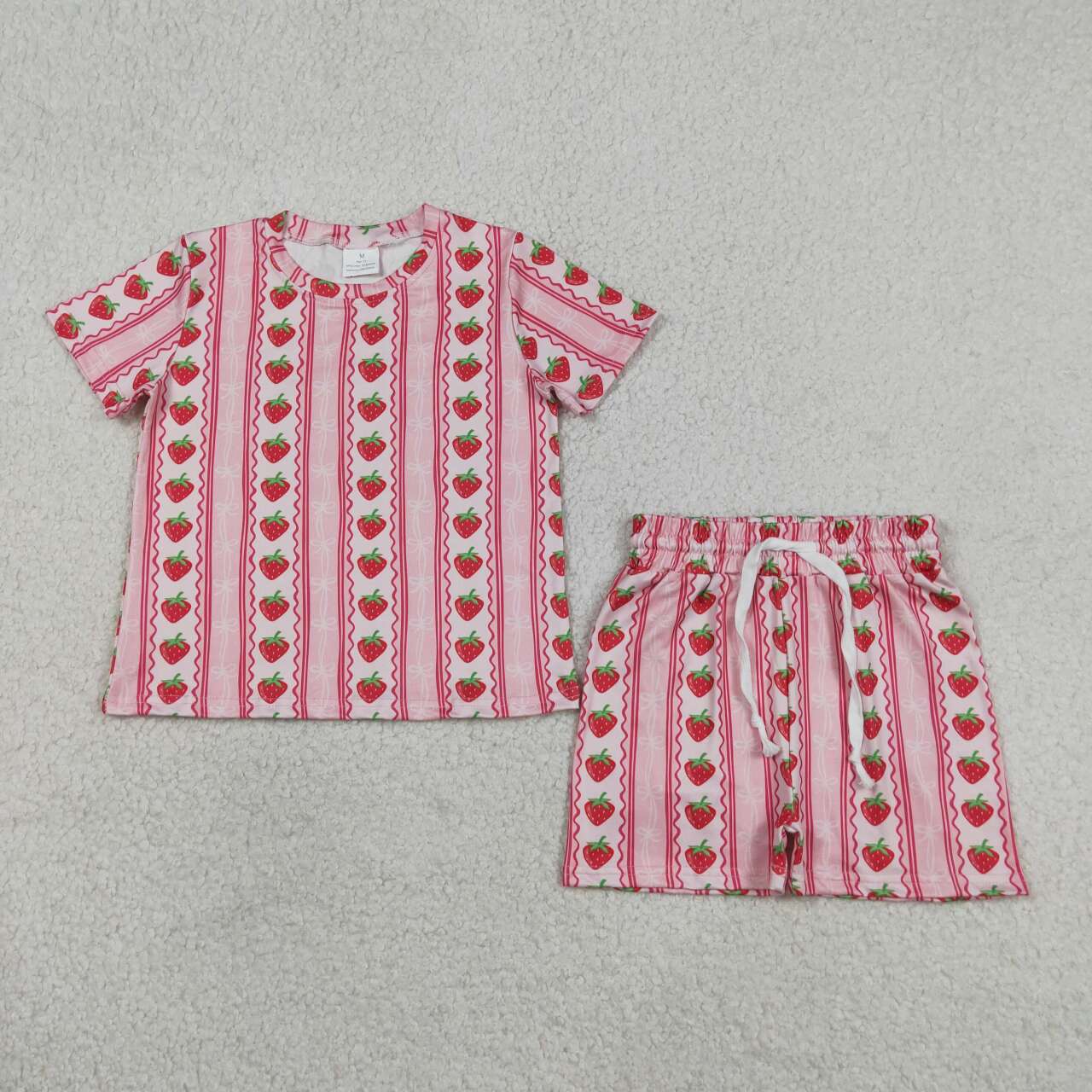 strawberry Print Short Sleeve Girls Set GSSO3649