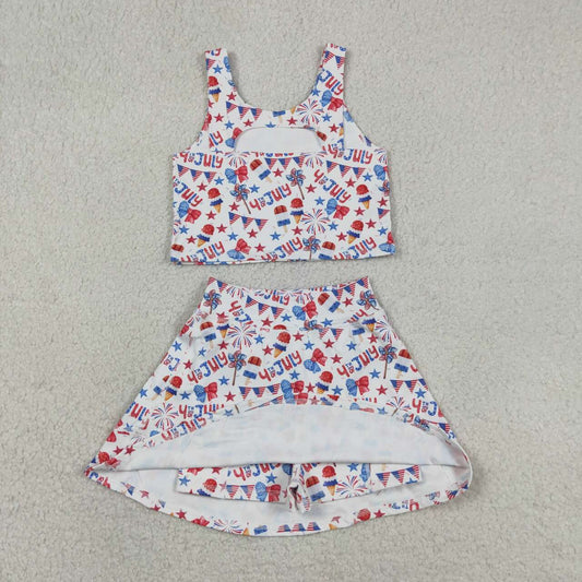 Girls 4th of July Dress Athletic Skort Outfits GSD3498