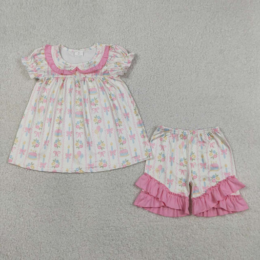 Pink Floral Summer Outfit for Girls GSSO3445
