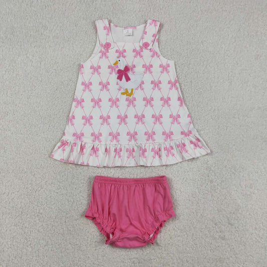 Pink Bow Sleeveless Girls ‘s bummie outfit GBO0505