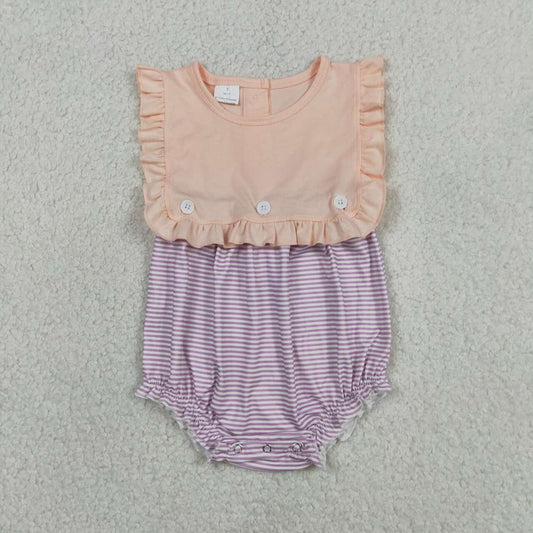 Coral with Ruffle Print Baby Romper SR3941