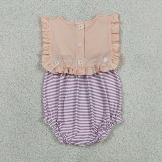 Coral with Ruffle Print Baby Romper SR3941