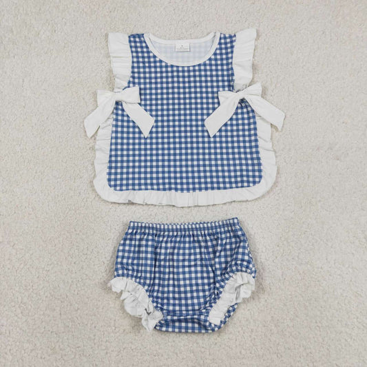 Blue Plaid Girls ‘s bummie outfit GBO0528