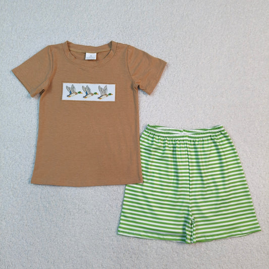 Summer Brown Embroidered Duck Boy Set BSSO1947