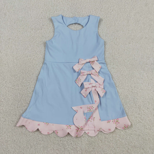Athletic Blue Bow Girls Dress GSD3030