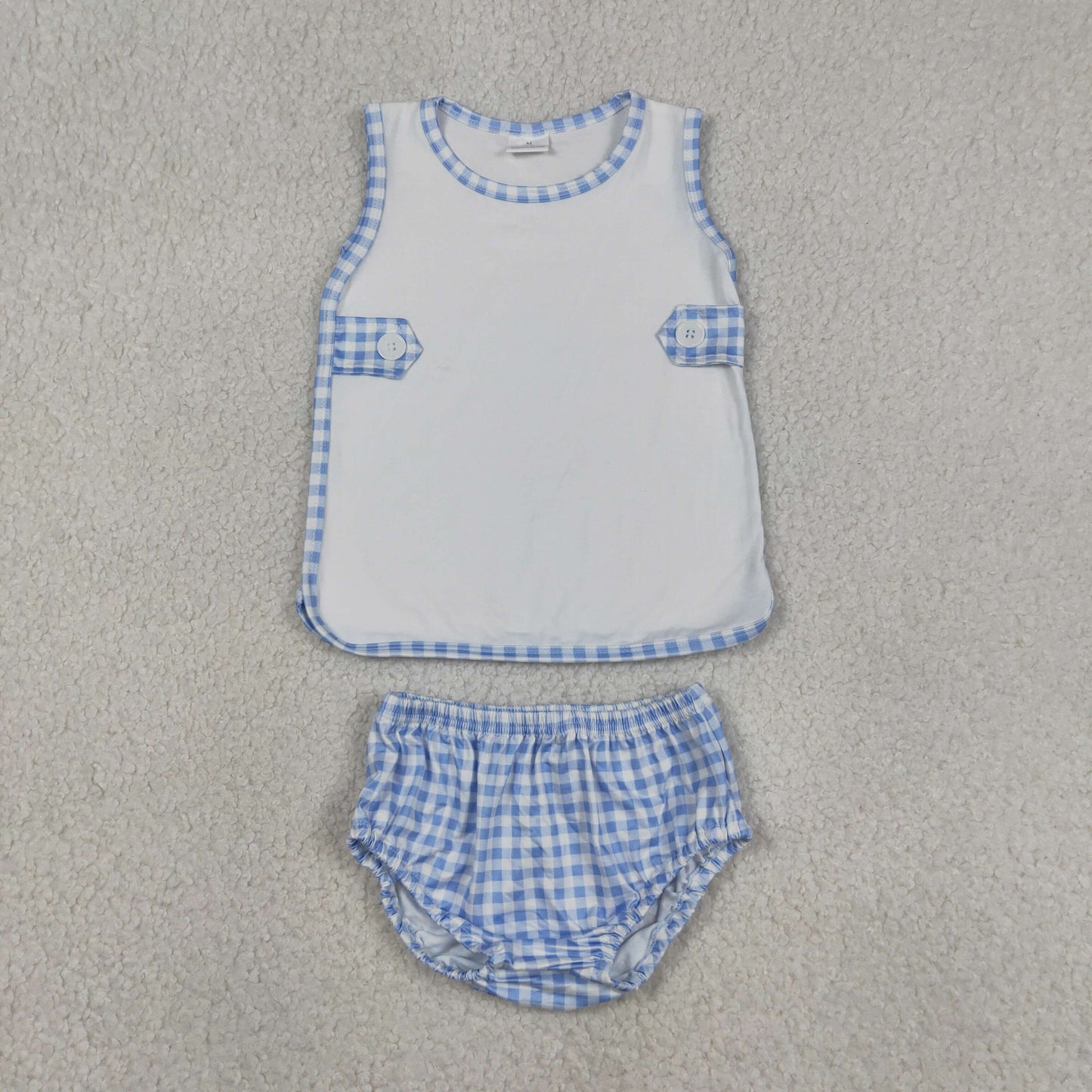 Blue Plaid Sleeveless Girls ‘s bummie outfit GBO0532