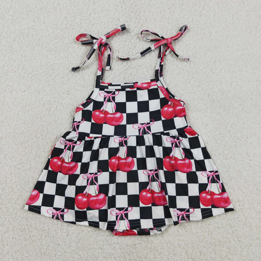 Black Plaid Cherry Baby Romper SR3854