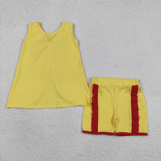 Yellow Print sleeveless Girls Set GSSO3466