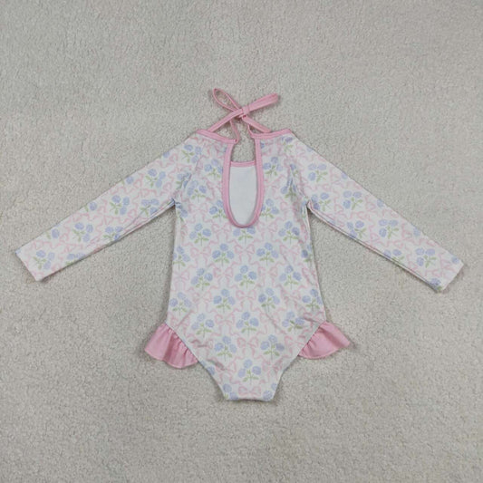 flower print girl Swimsuit S0655