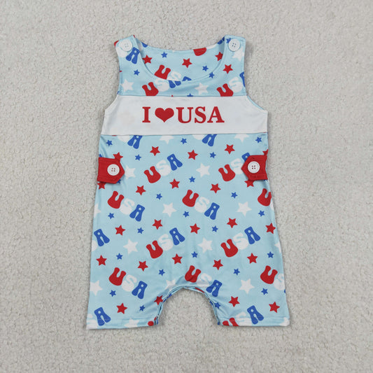 4th of july i love USA Print Baby Romper SR4155