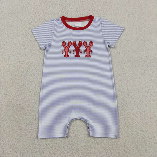 Striped Embroidered Lobster Baby Romper SR4007