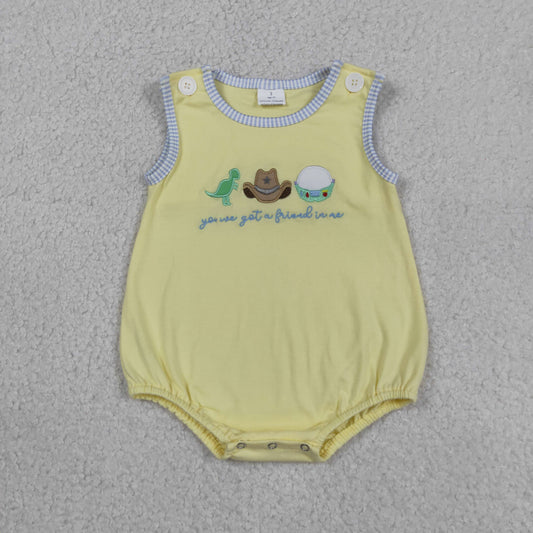 Embroidered Sleeveless Dinosaur Baby Romper SR4106