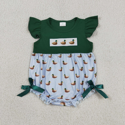Embroidered Duck Girls Baby Romper SR4091