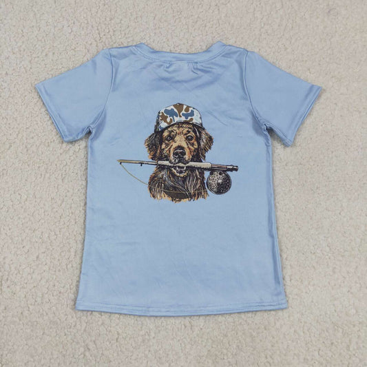 Blue Dog print short sleeve Shirt BT1761