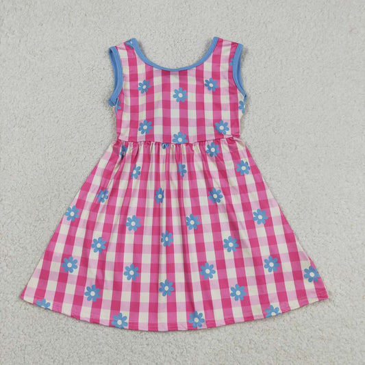 Athletic Pink flower Sleeveless Girls Dress GSD4007