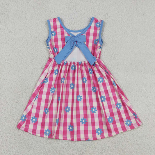 Athletic Pink flower Sleeveless Girls Dress GSD4007