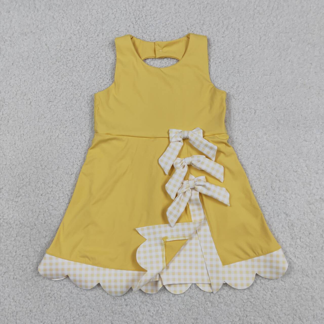 Athletic Yellow Sleeveless Girls Dress GSD3318