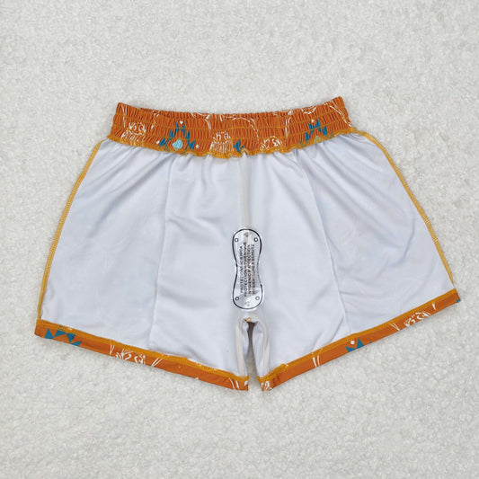Adult Alpine cattle geometric orange swim trunks