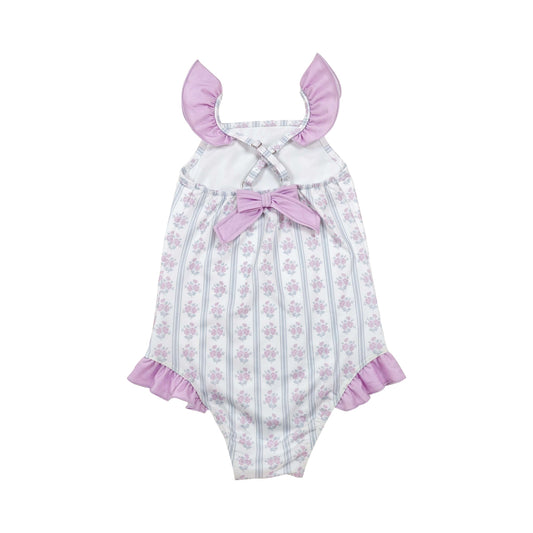 purple print girl Swimsuit S0643