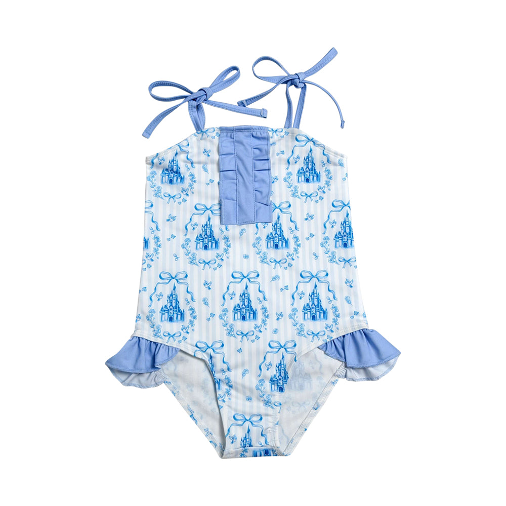 Blue Castle print girl Swimsuit S0753