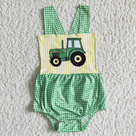 SR0036 Green plaid Girls Romper (usa warehouse)