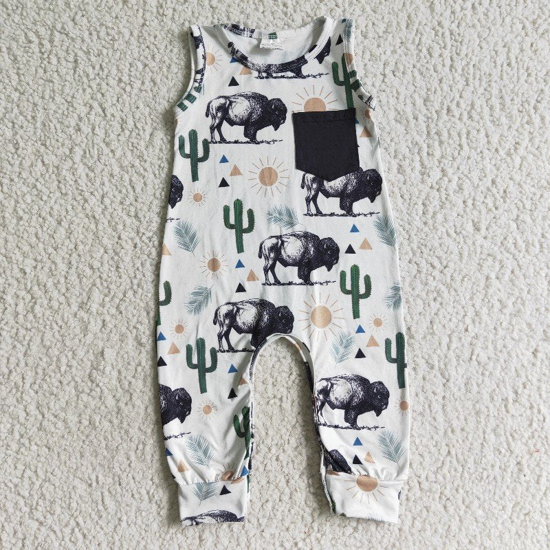 SR0071 Western cow Romper (usa warehouse)