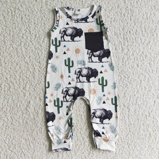 SR0071 Western cow Romper (usa warehouse)