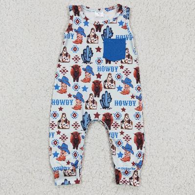SR0115 western cow Romper (usa warehouse)