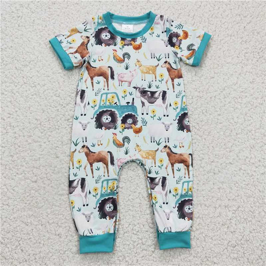 SR0130 farm animals Romper (usa warehouse)