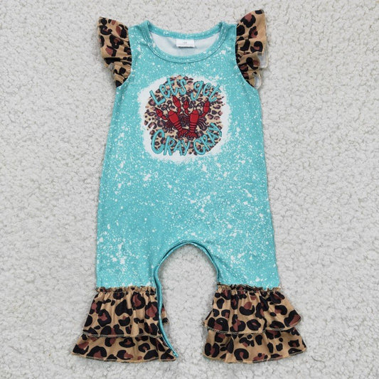 SR0151 blue lobster Girls Romper (usa warehouse)
