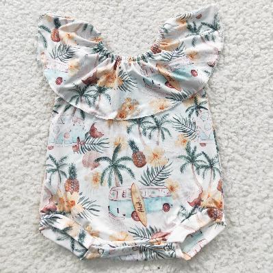 SR0254 Pineapple print short sleeve Romper (usa warehouse)