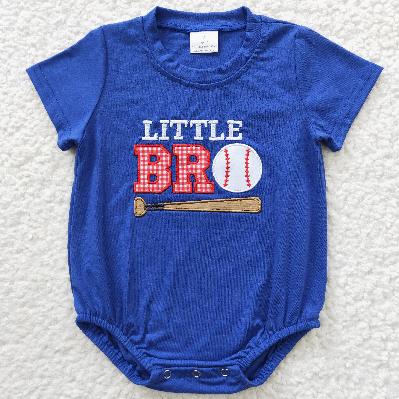 SR0291 Blue baseball baby Romper (usa warehouse)