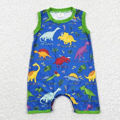 SR0342 sleeveless dinosaur baby Romper (usa warehouse)