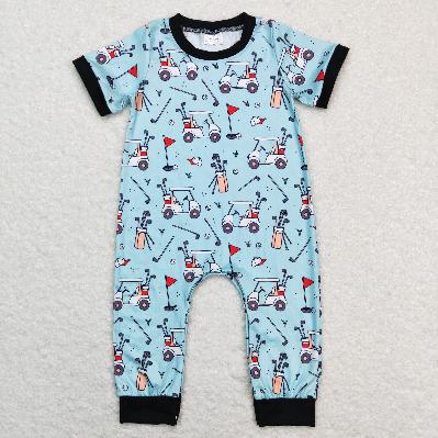 SR0529 golf short sleeve Print baby Romper (usa warehouse)
