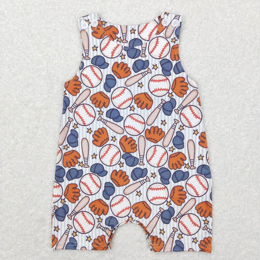 SR0540 baseball sleeveless Print baby Romper (usa warehouse)