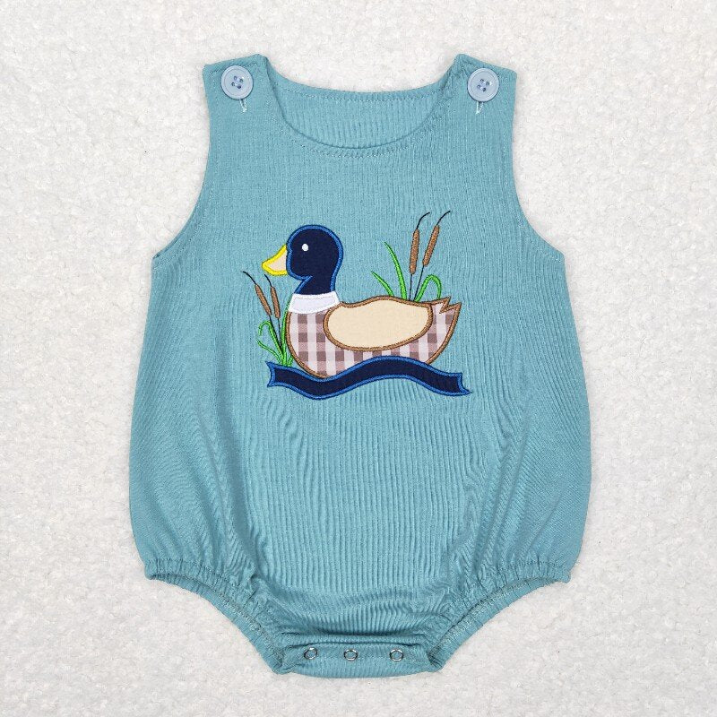 SR0590 Duck embroidery Print baby Romper (usa warehouse)