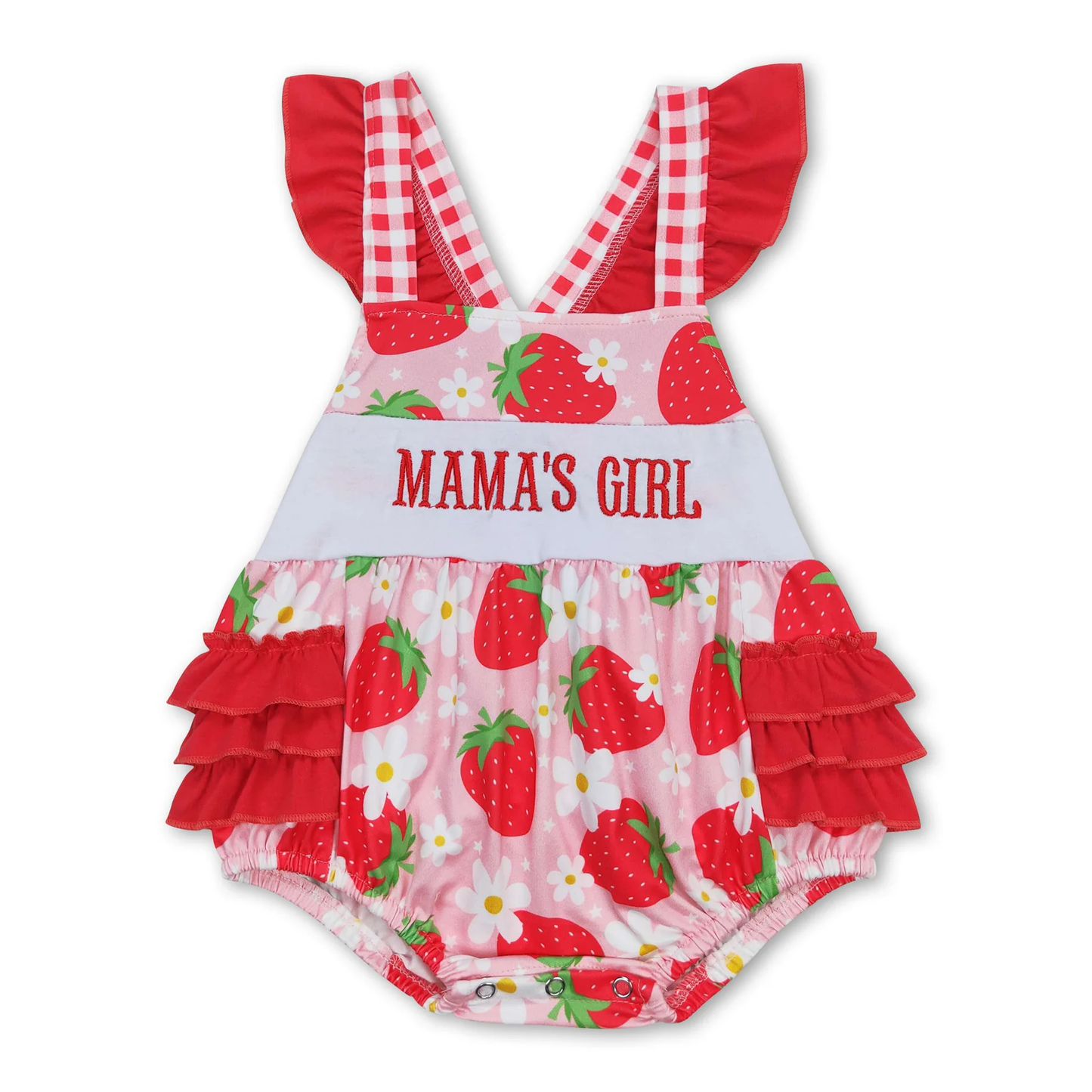 Mama's Girls Strawberry embroidery baby Romper (us warehouse)