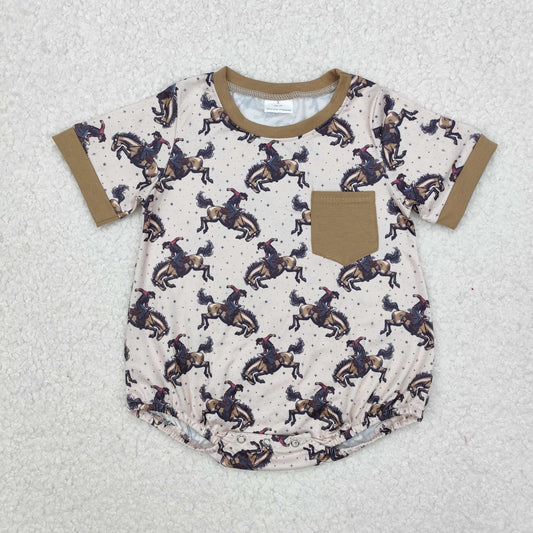 brown horse Print Baby short Romper