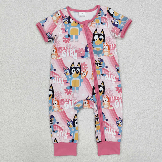 Daddy's Girl print Cartoon Pink Print short sleeve baby romper