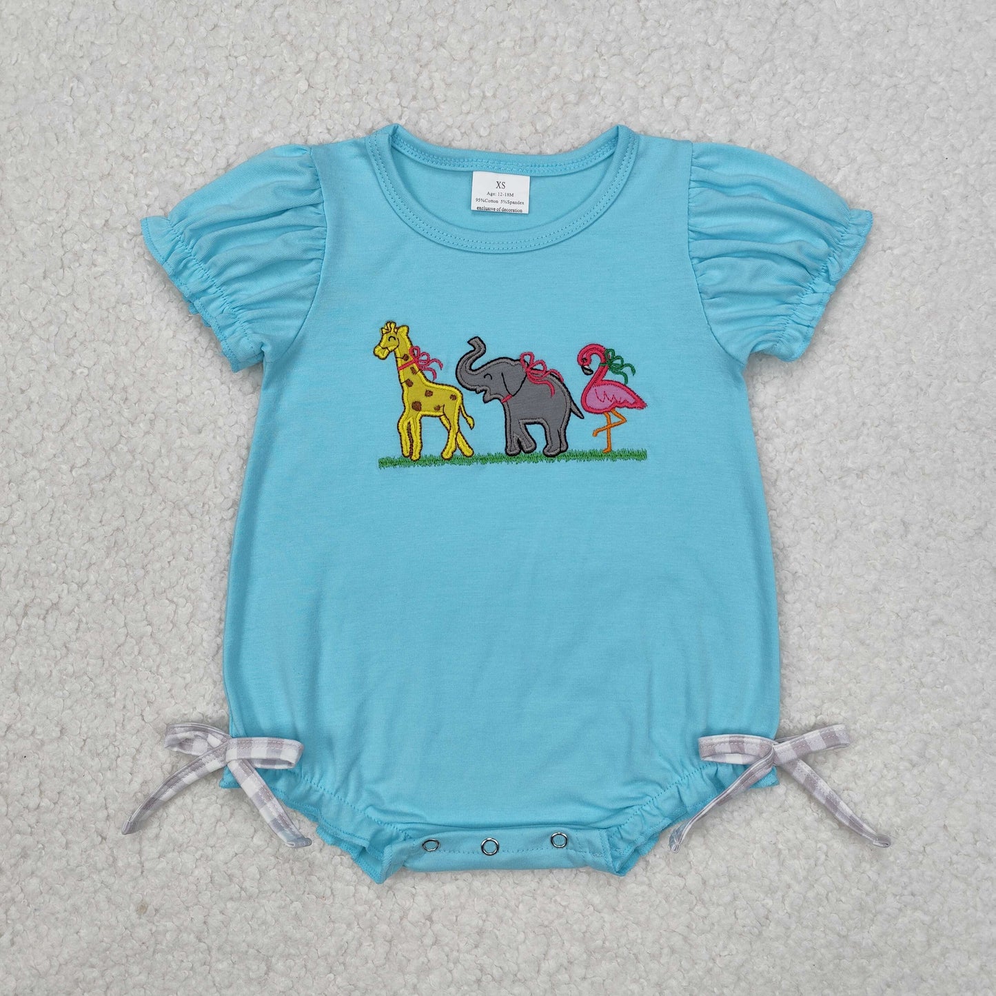 Blue animals embroidery Baby Romper