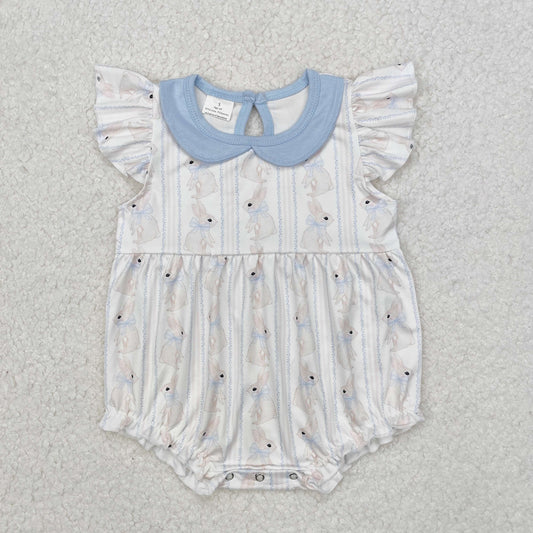Easter rabbit bows blue Print Baby Romper