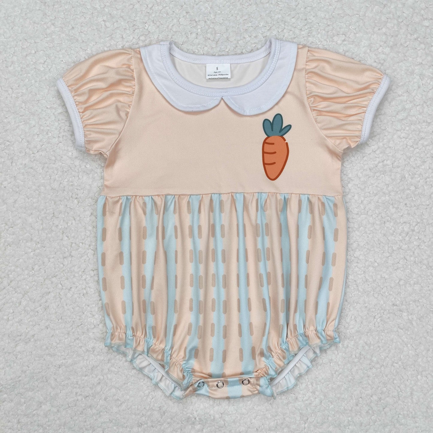 carnival orange carrot embroidery leopard pattern Baby Romper