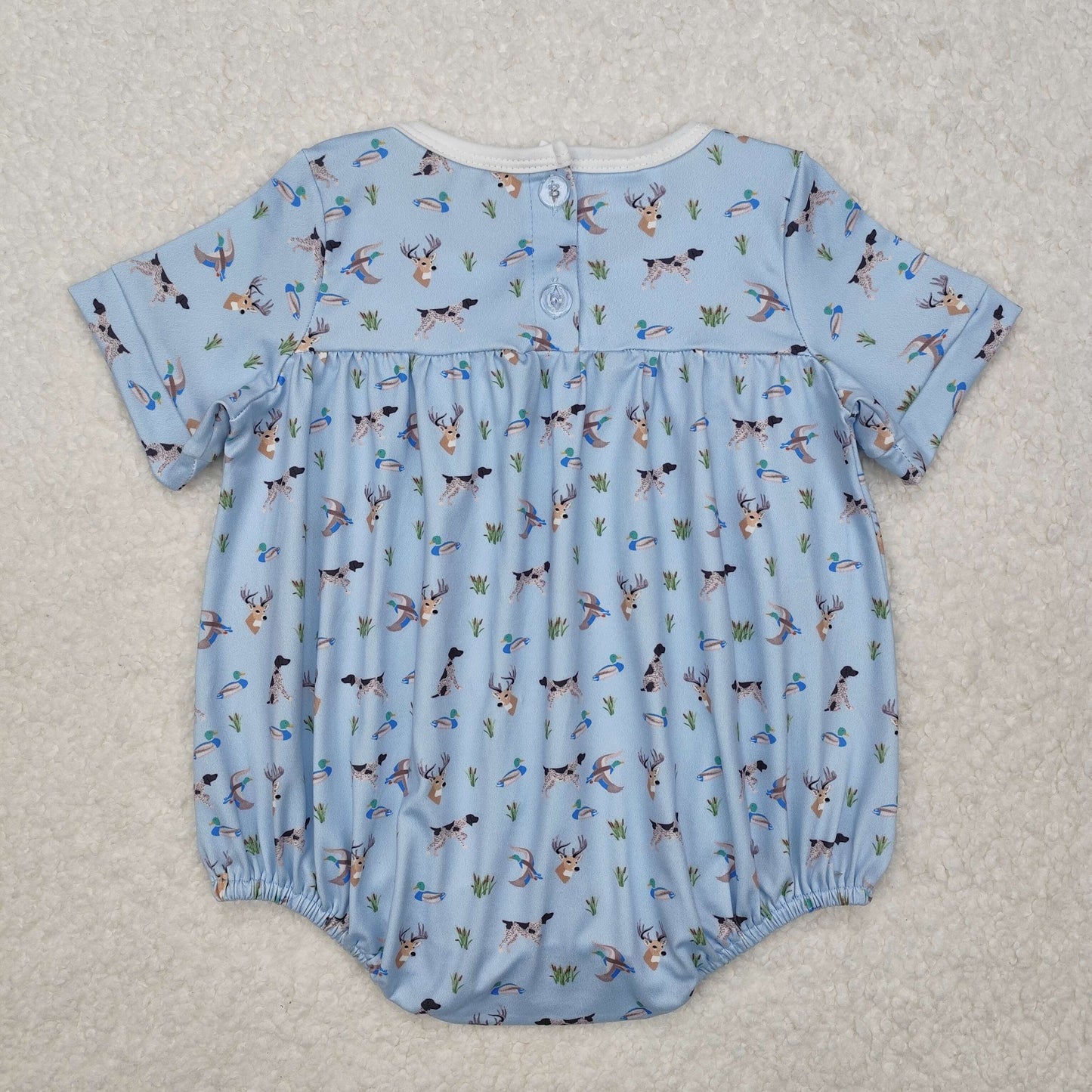 blue duck deer print Girls romper