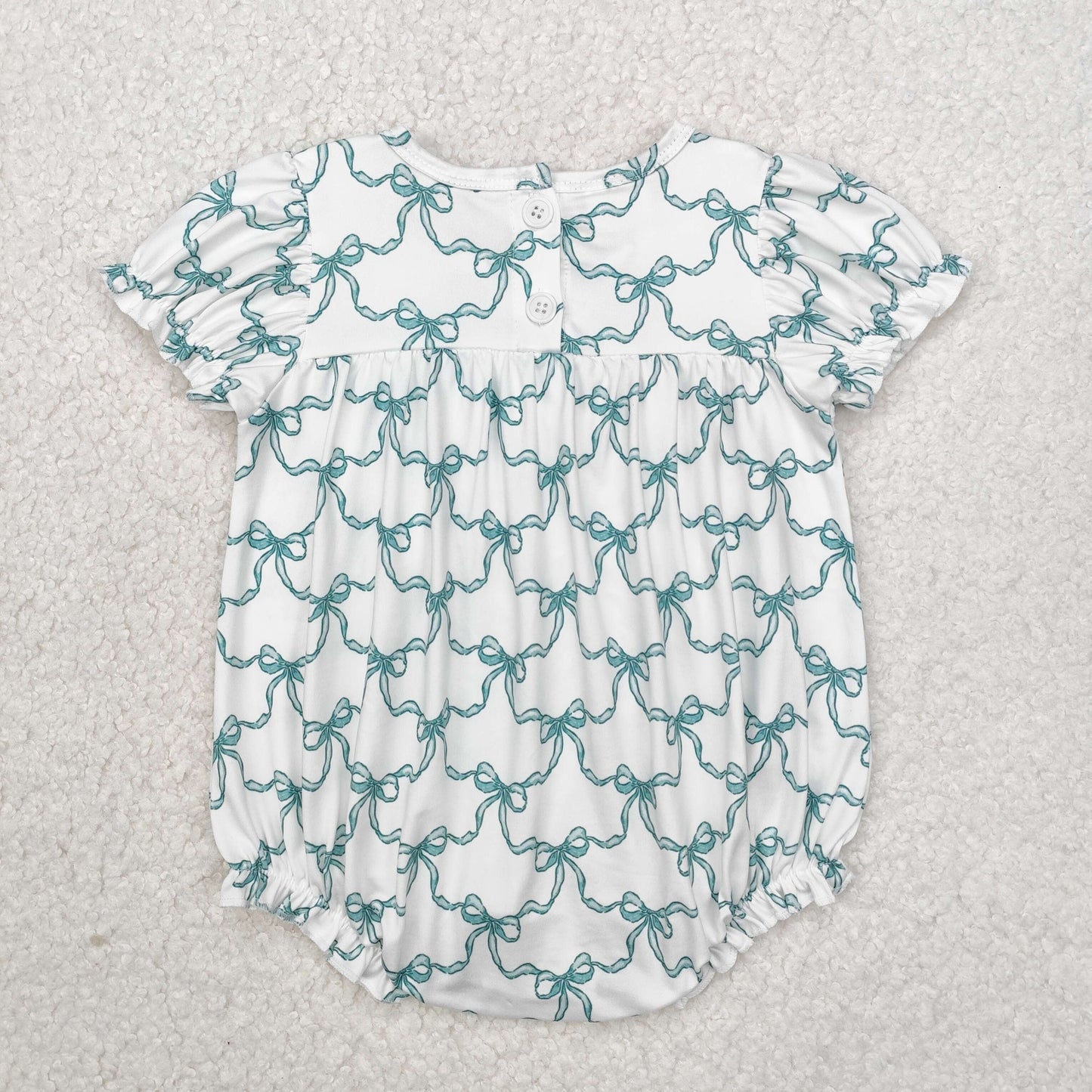 green bow cuop pattern Print Baby Romper