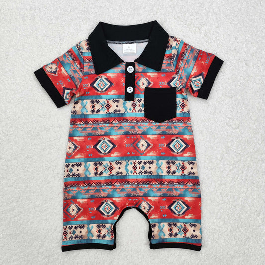 Argyle pocket Print Baby Rompe
