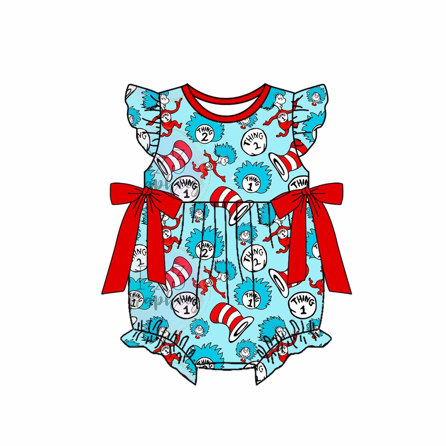 pre -order blue cartoon print short sleeve baby romperSR2365