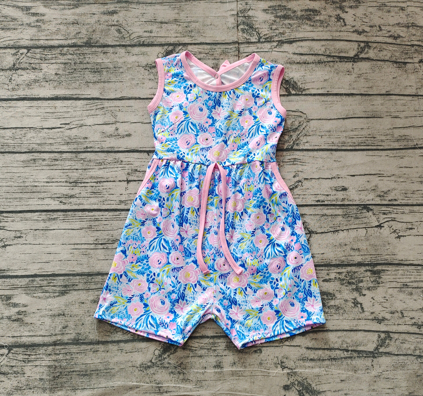 Pre-order Pink blue flowers baby romper SR2521